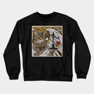 Egyptian Cat with Scale - White Outlined Version Crewneck Sweatshirt